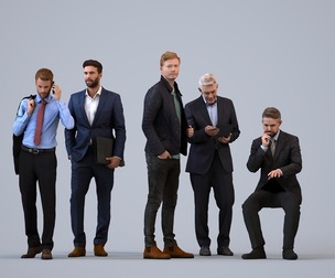 Basics_0810 - Business A set containing 5 models of male adults standing in business attire in