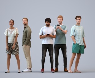 Basics_0662 - Standing A set containing 5 models of male and female adults standing in casual