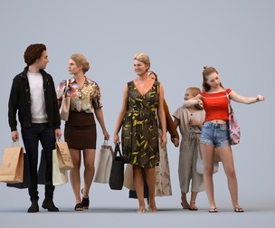 Basics_0814 - Shopping A set containing 5 models of male and female adults standing in casual