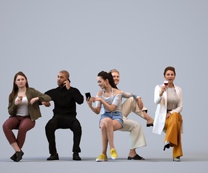 Basics_0815 - Sitting A set containing 5 models of male and female adults sitting in casual attire