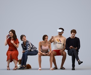 Basics_0816 - Sitting A set containing 5 models of male and female adults sitting in casual attire