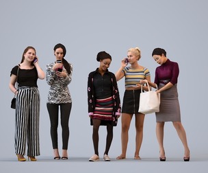 Basics_0818 - Standing A set containing 5 models of female adults standing in casual attire in