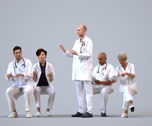 Basics_0819 - Medical A set containing 5 models of male and female adults sitting working in the