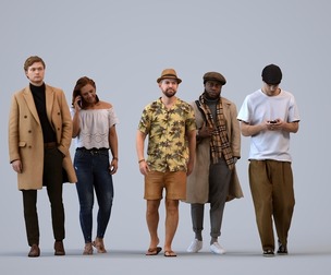 Basics_0821 - Walking A set containing 5 models of male and female adults walking in casual attire