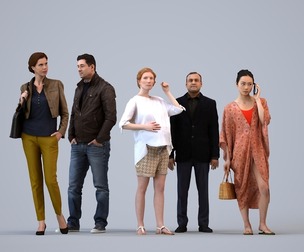 Basics_0826 - Standing A set containing 5 models of male and female adults standing in casual