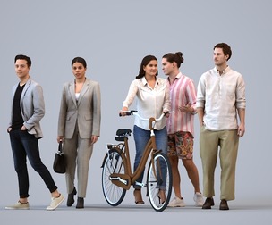 Basics_0828 - Walking A set containing 5 models of male and female adults walking in casual attire