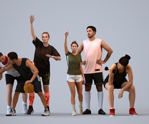 Basics_0830 - Sport A set containing 5 models of male and female adults standing in sport attire