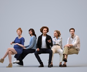 Basics_0835 - Sitting A set containing 5 models of male and female adults sitting in casual attire