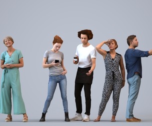 Basics_0837 - Standing A set containing 5 models of male and female adults standing in casual