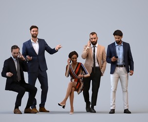 Basics_0838 - Business A set containing 5 models of male and female adults in business attire in