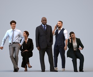 Basics_0840 - Business A set containing 5 models of male and female adults in business attire in
