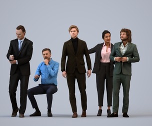 Basics_0841 - Business A set containing 5 models of male and female adults standing in business