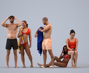 Basics_0845 - Pool A set containing 5 models of male and female adults standing standing at the