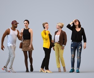 Basics_0848 - Walking A set containing 5 models of male and female adults walking in casual attire
