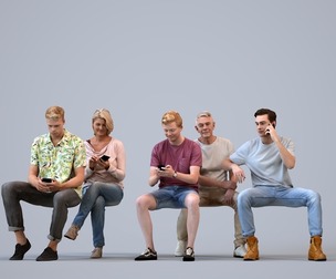 Basics_0851 - Sitting A set containing 5 models of male and female adults sitting in casual attire
