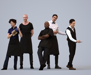 Basics_0853 - Hospitality A set containing 5 models of male and female adults standing working in