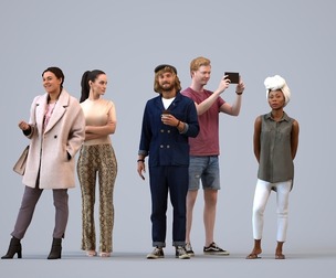 Basics_0858 - Standing A set containing 5 models of male and female adults standing in casual