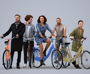 Basics_0862 - Cycling A set containing 5 models of male and female adults standing in casual attire