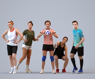Basics_0864 - Sport A set containing 5 models of male and female adults standing in sport attire