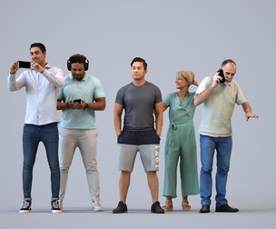 Basics_0865 - Standing A set containing 5 models of male and female adults standing in casual