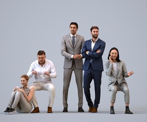 Basics_0866 - Business A set containing 5 models of male and female adults in business attire in