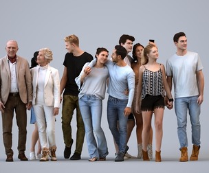 Basics_0867 - Couple A set containing 5 models of couples in casual attire in public settings