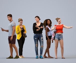 Basics_0868 - Standing A set containing 5 models of male and female adults standing in casual