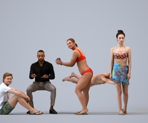Basics_0873 - Pool A set containing 5 models of male and female adults in casual attire in home