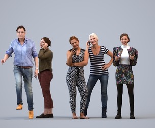 Basics_0874 - Standing A set containing 5 models of male and female adults standing in casual attire