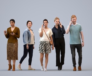 Basics_0822 - Walking A set containing 5 models of male and female adults walking in casual attire