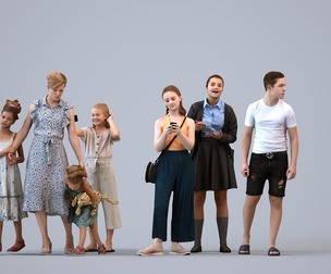 Basics_0829 - Kids A set containing 5 models of male and female teens standing in casual attire in