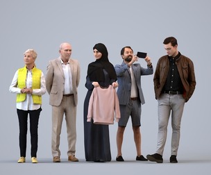 Basics_0831 - Standing A set containing 5 models of male and female people standing in casual