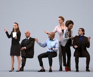 Basics_0834 - Business A set containing 5 models of male and female adults standing in business