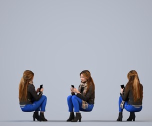 00011_Taylie007 Adult Asian woman sitting casually with smartphone in autumn or spring attire
