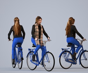00011_Taylie006 Adult Asian woman cycling outdoors in transitional seasonal clothing