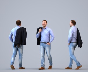 00012_Vincent001 Adult Caucasian man walking through office in transitional seasonal business attire