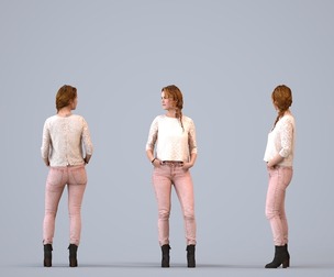 00014_Charlotte002 Adult Caucasian woman waiting in public space wearing transitional seasonal