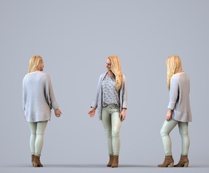 00019_Siska001 Adult Caucasian woman relaxing in public space wearing transitional seasonal clothing