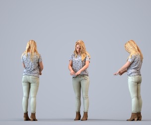 00019_Siska011 Adult Caucasian woman standing in public space wearing transitional seasonal clothing