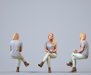 00019_Siska007 Adult Caucasian woman relaxing at home with coffee in transitional attire