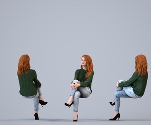 00021_Yvonne007 Adult Caucasian woman relaxing in public space wearing transitional seasonal