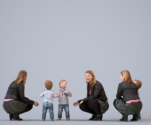 00023_BarbraPepijn002 Young Caucasian boy crouching with mother in casual transitional seasonal
