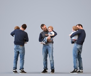 00026_Maarten002 Adult Caucasian man bonding with son in casual transitional seasonal clothing