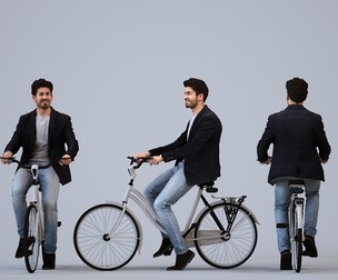 00028_Fabian005 Adult Middle Eastern man cycling outdoors in casual autumn or spring attire