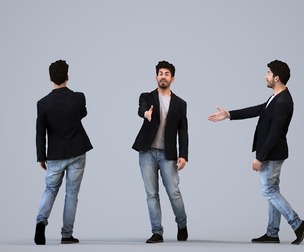 00028_Fabian004 Adult Middle Eastern man walking while talking in office wearing transitional