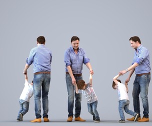 00034_Joris007 Adult Caucasian man bonding with son in casual transitional seasonal clothing