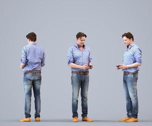 00034_Joris009 Adult Caucasian man standing with smartphone in autumn or spring attire