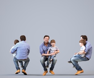 00034_Joris004 Adult Caucasian man sitting casually with child in transitional seasonal clothing