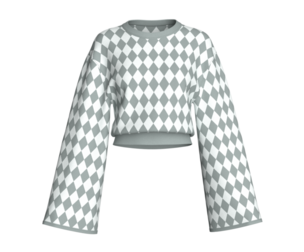 Girls Argyle Pattern Cropped Sweater | Marvelous / Clo3d / obj / fbx