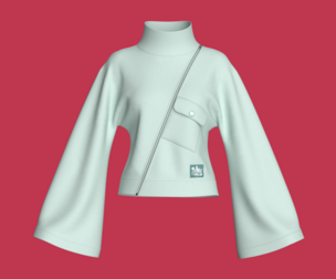 Girls Diagonal Zipper Sweatshirt With Bell Sleeves | Marvelous / Clo3d / obj / fbx